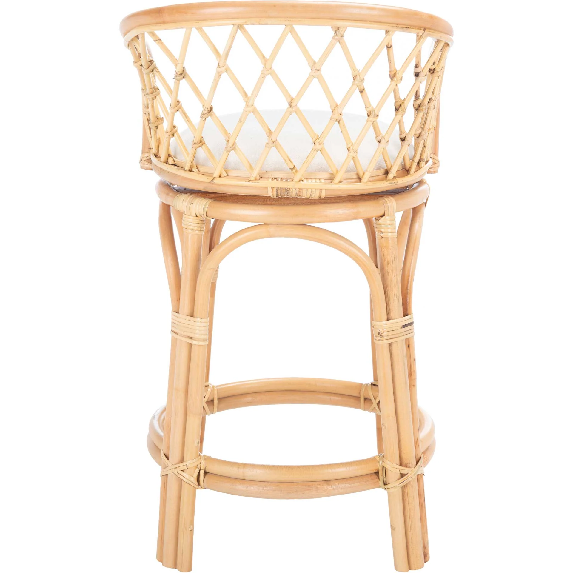 Yutu Rattan Counter Stool With Cushion Natural/White - Image 3