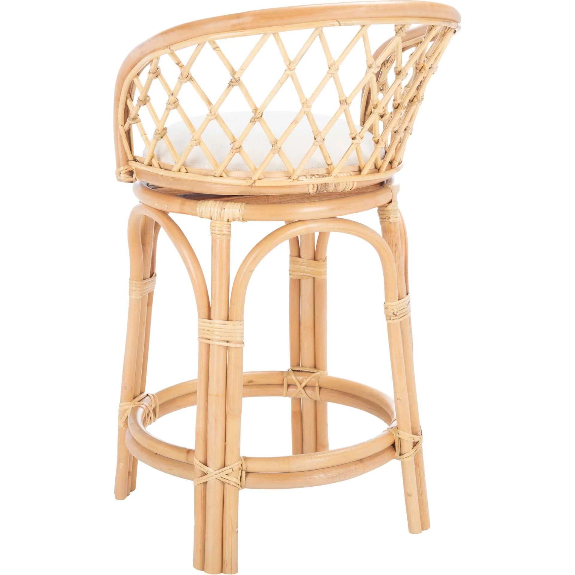 Yutu Rattan Counter Stool With Cushion Natural/White - Image 4
