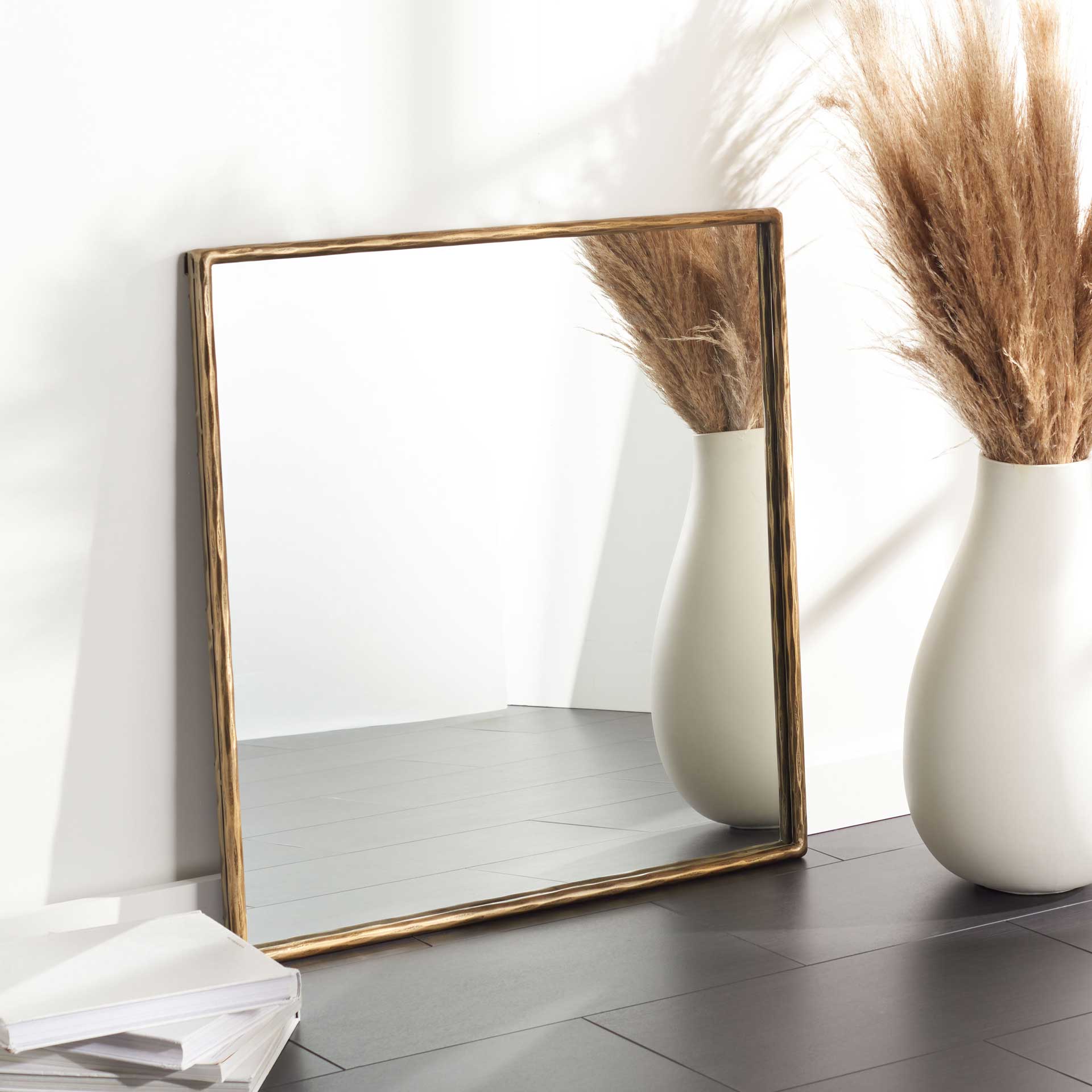 Yves Square Metal Mirror Brass - Image 3