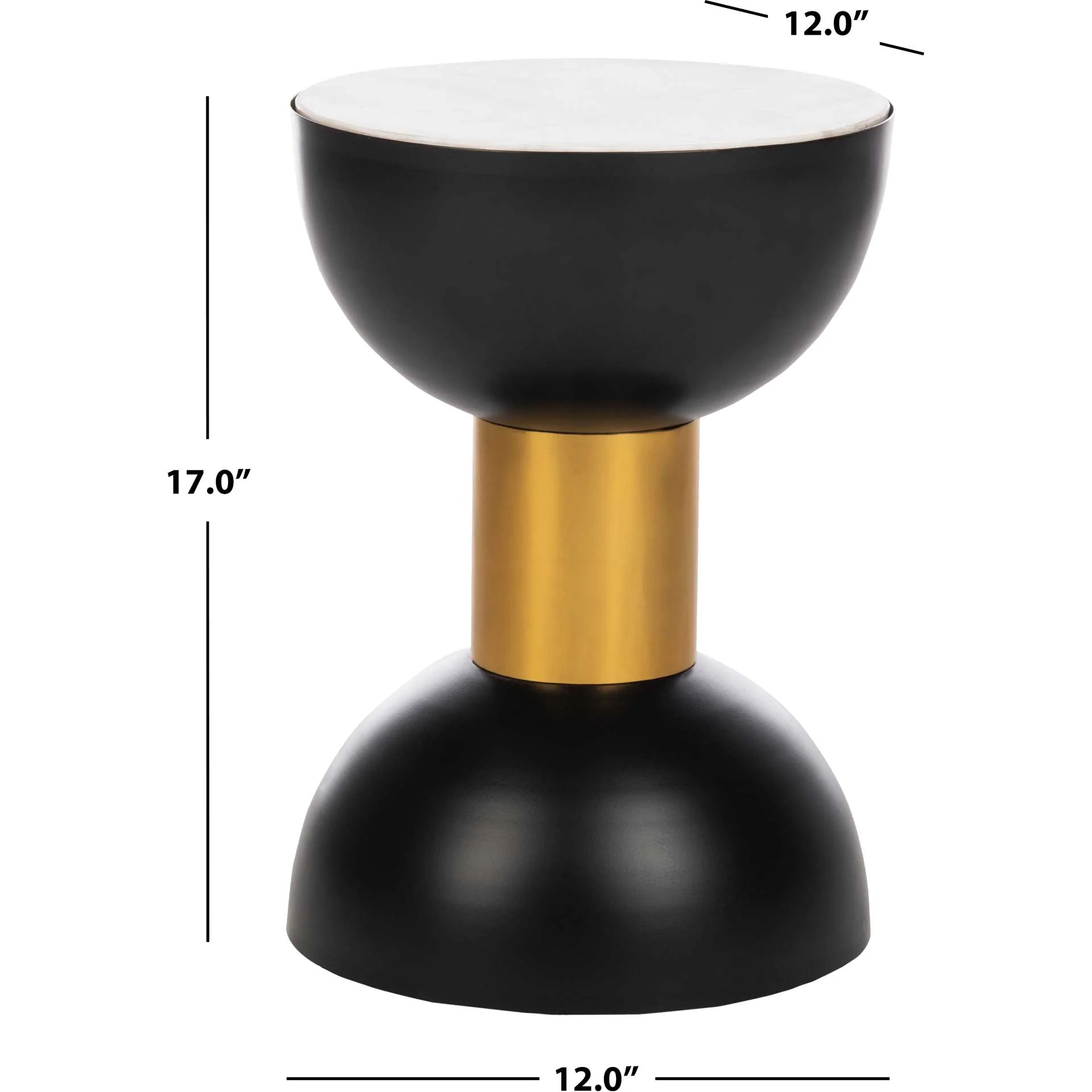 Zahir Round Accent Table White/Black/Gold - Image 5