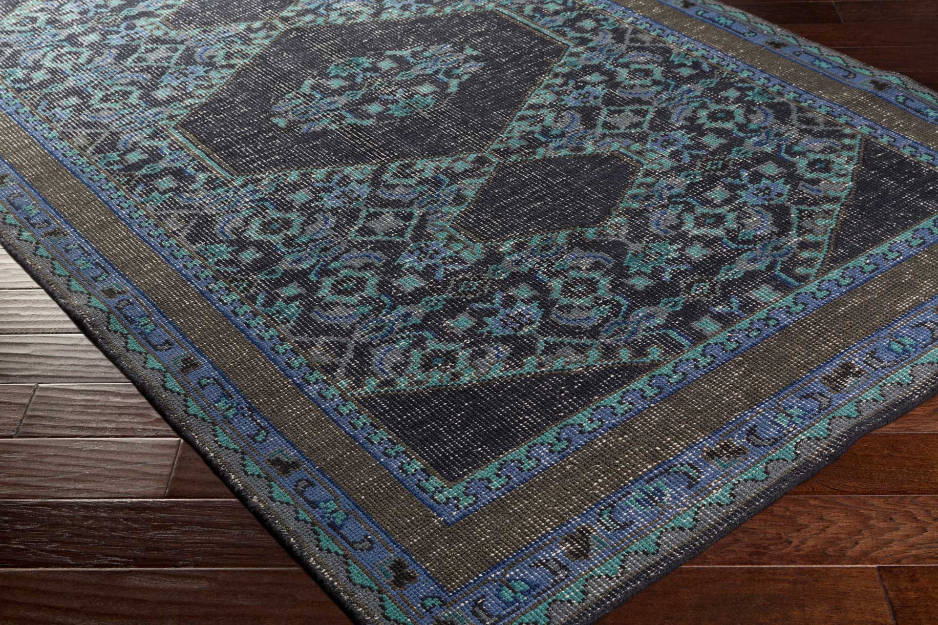 Zahra Slate/Cobalt/Olive Area Rug - Image 5