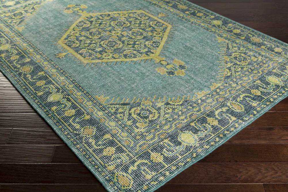 Zahra Teal/Lime/Olive Area Rug - Image 3