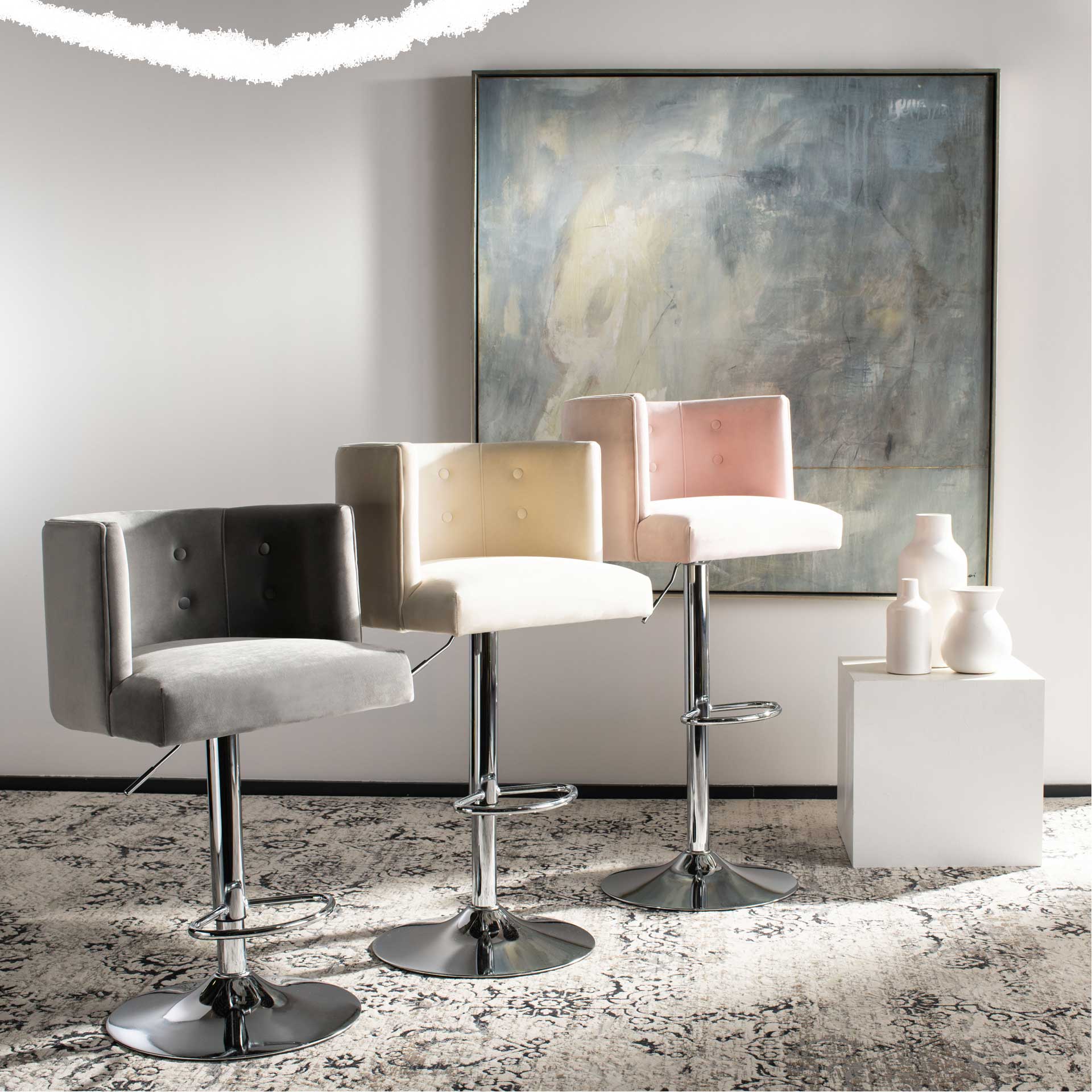 Zain Adjustable Bar Stool Cream - Image 10