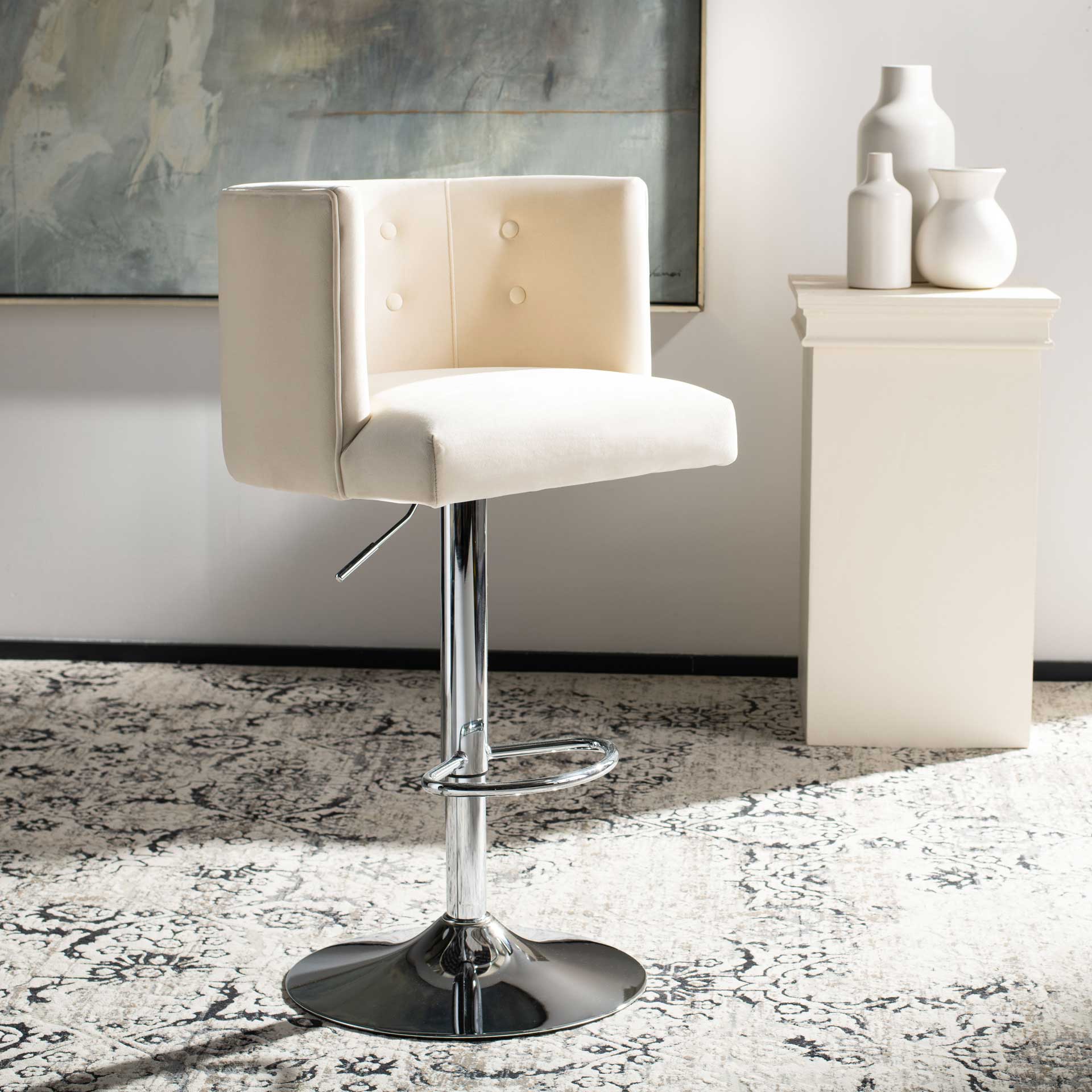 Zain Adjustable Bar Stool Cream - Image 9