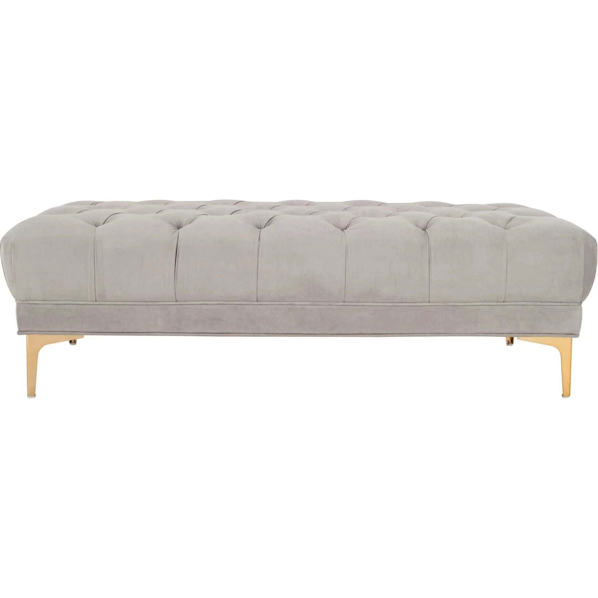 Zane Tufted Rectangular Bench Gray/Brass - Image 2