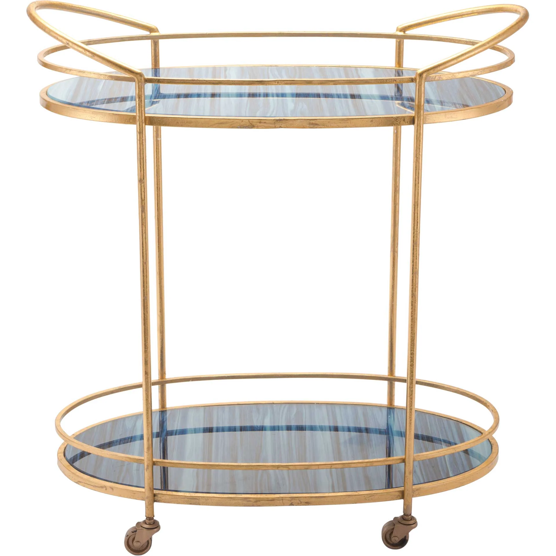 Zaphire Bar Cart Blue/Antique Gold - Image 2