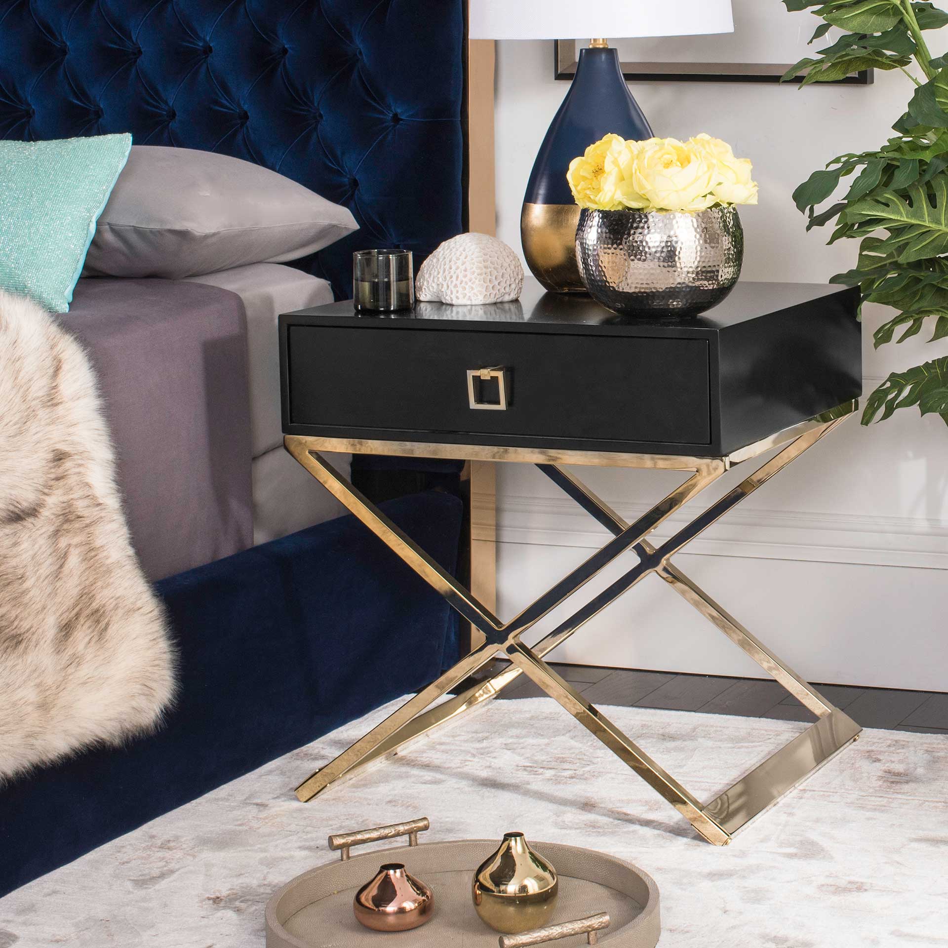 Zariah Modern Cross Leg End Table Black - Image 9