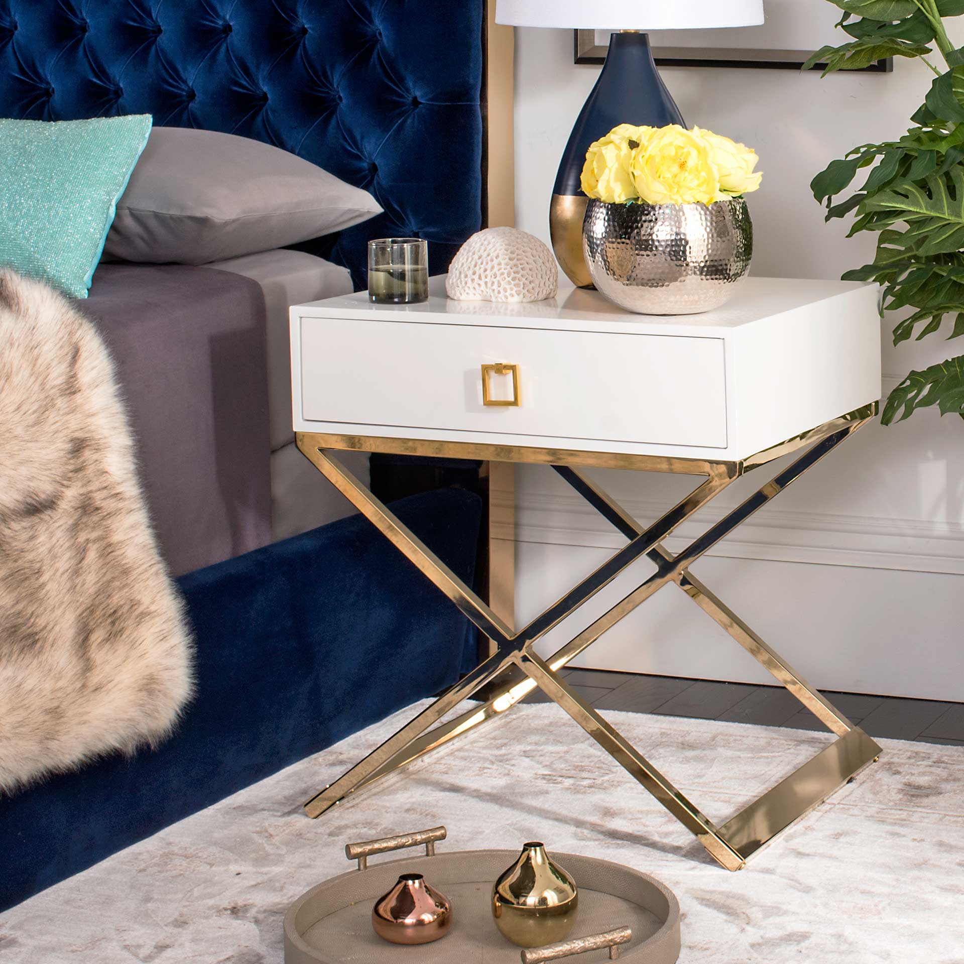 Zariah Modern Cross Leg End Table White - Image 9