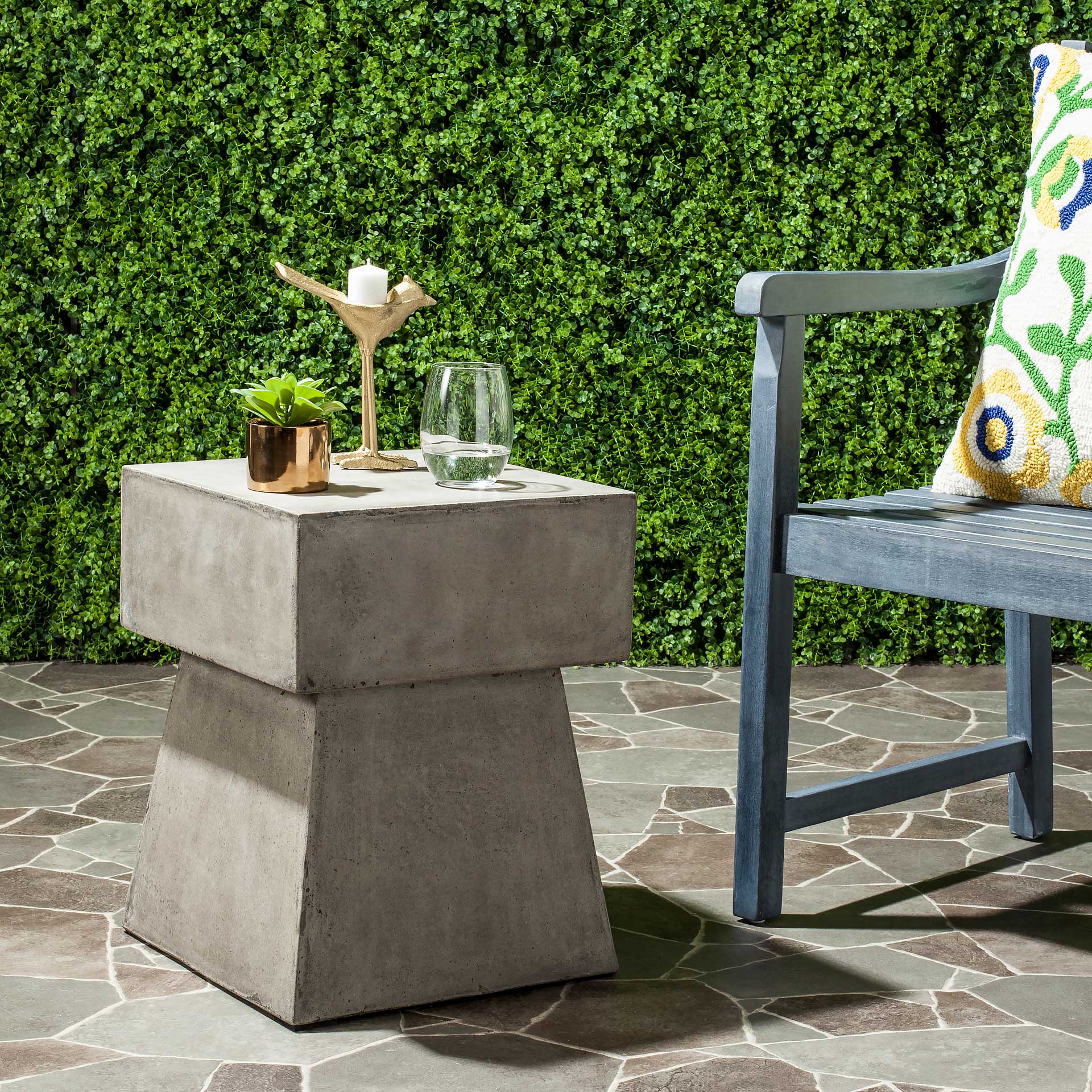 Zeus Modern Concrete Accent Table Dark Gray - Image 3