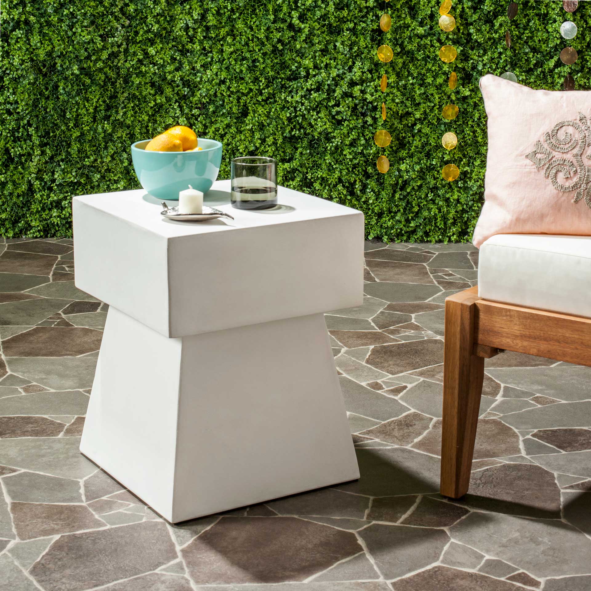 Zeus Modern Concrete Accent Table Ivory - Image 3