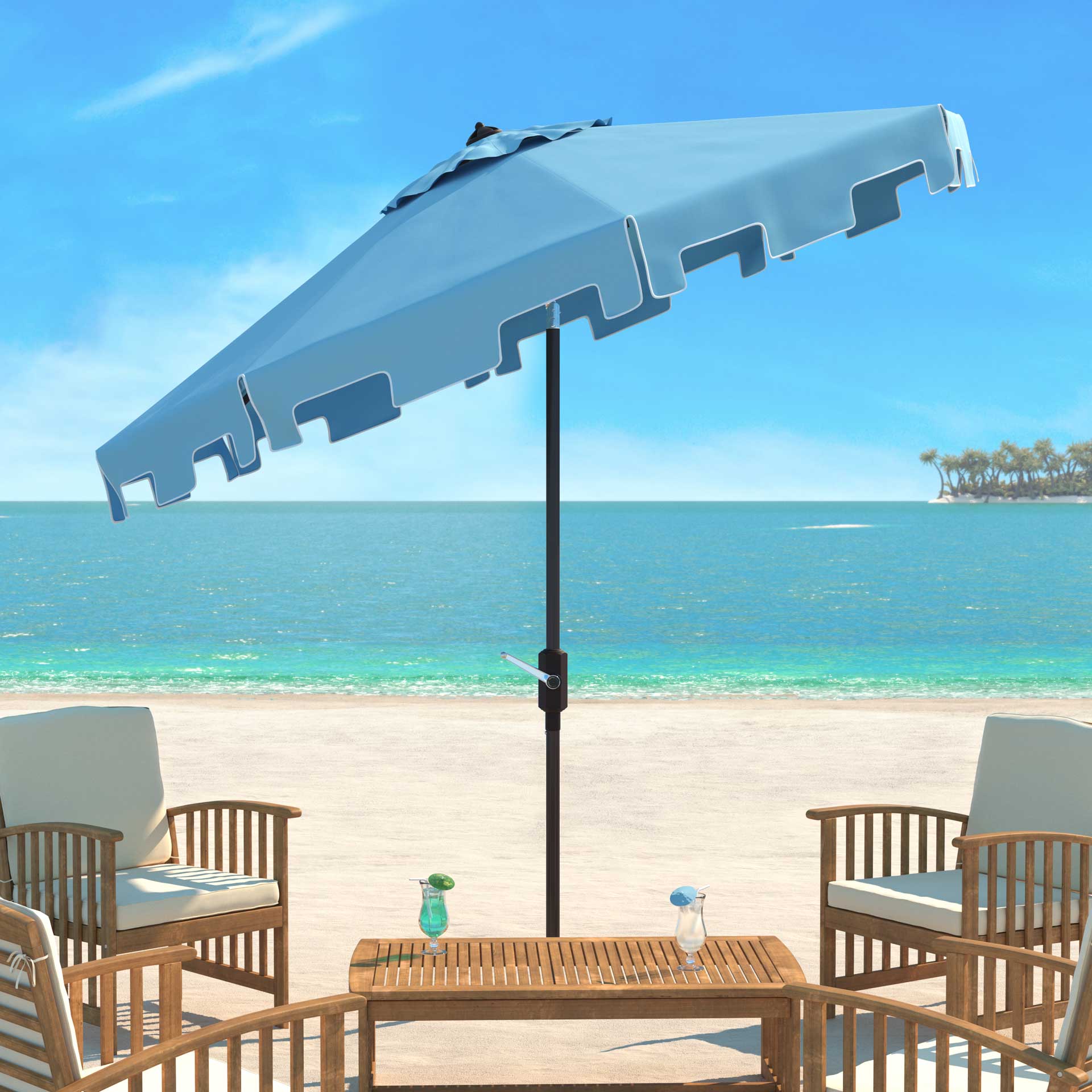 Zinnia Uv Resistant Push Button Tilt Umbrella Blue - Image 3