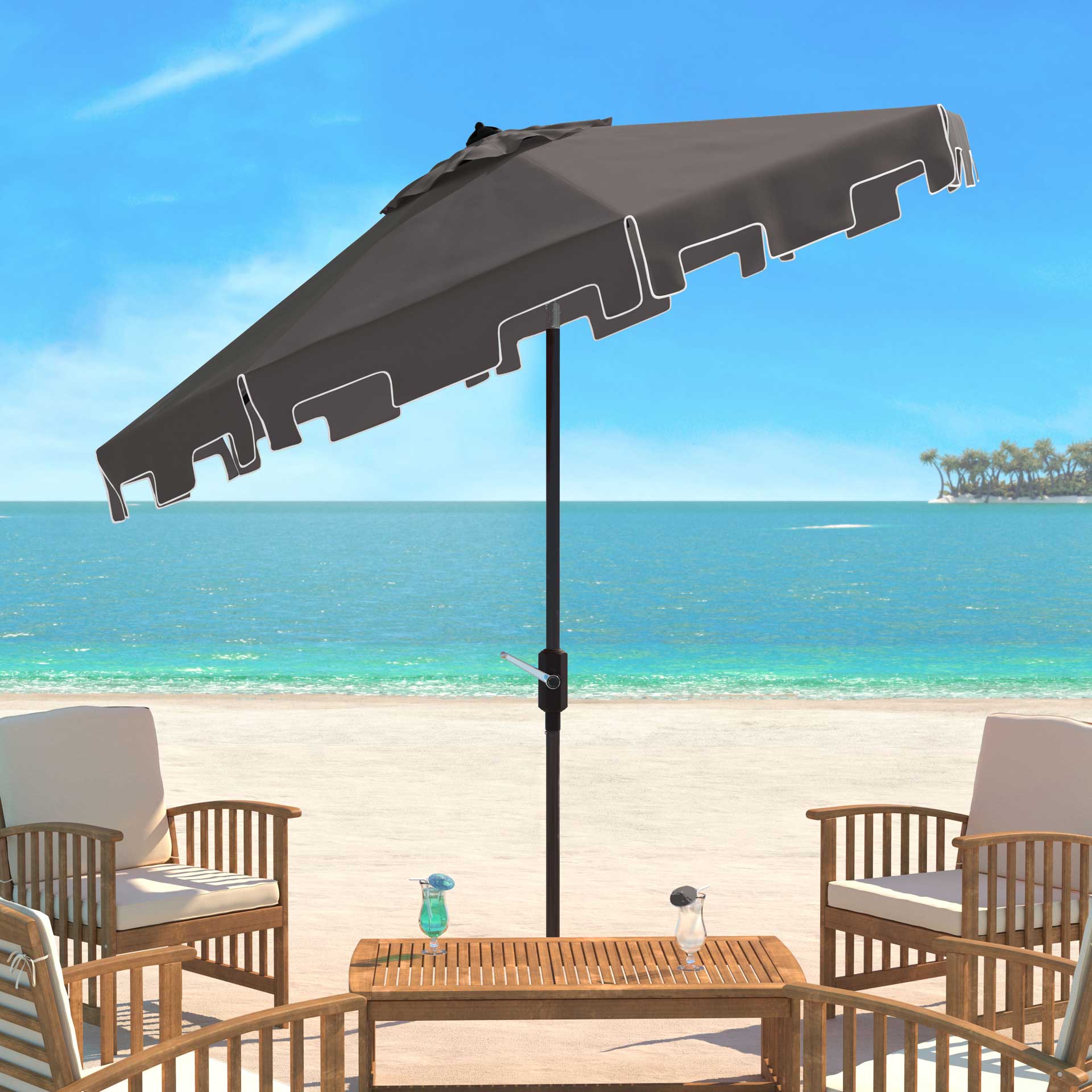 Zinnia Uv Resistant Push Button Tilt Umbrella Gray - Image 3
