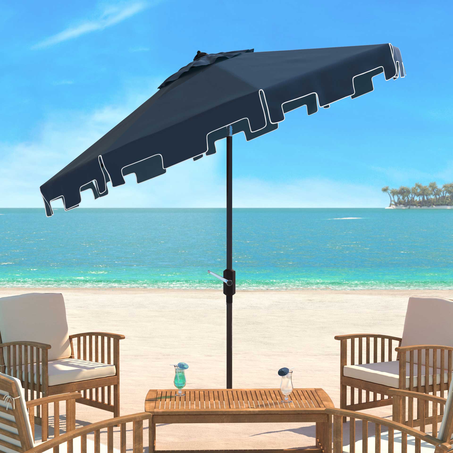 Zinnia Uv Resistant Push Button Tilt Umbrella Navy - Image 4