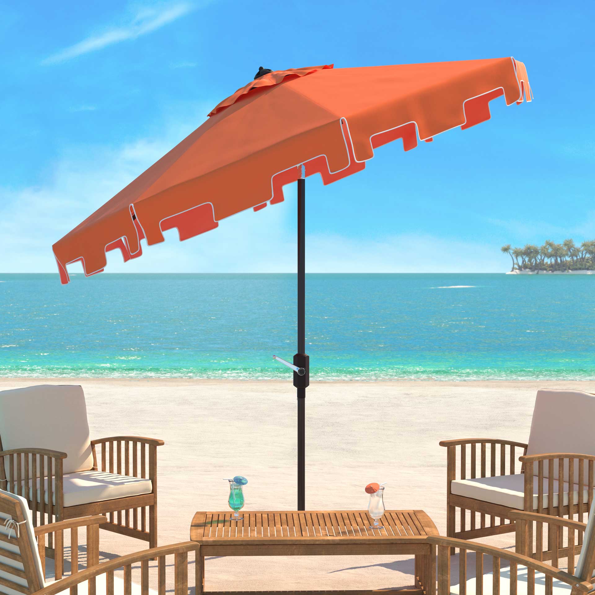 Zinnia Uv Resistant Push Button Tilt Umbrella Orange/White - Image 4