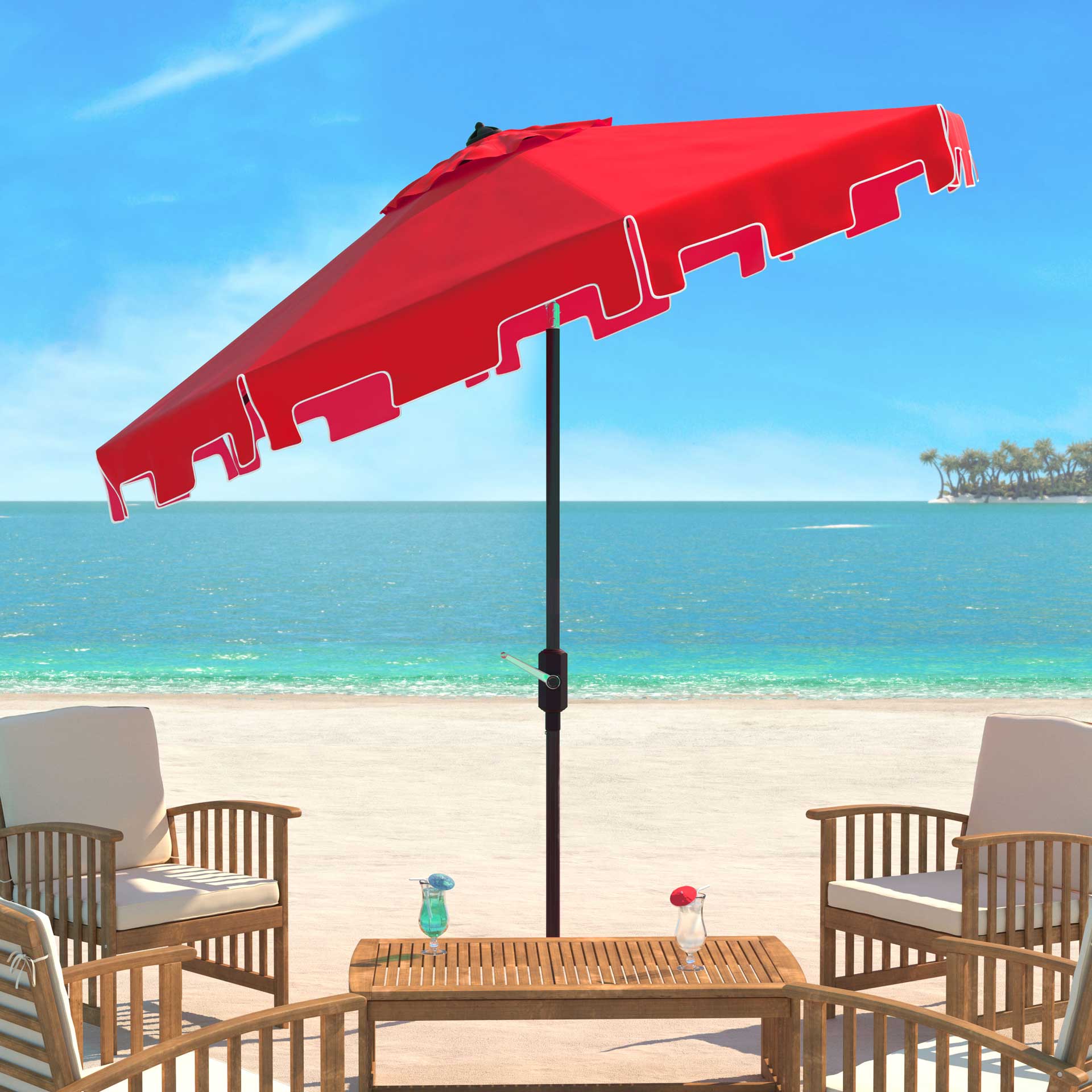 Zinnia Uv Resistant Push Button Tilt Umbrella Red/White - Image 4