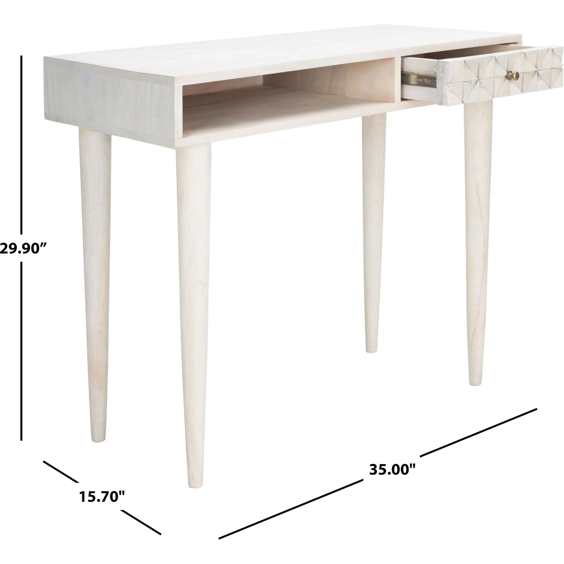 Zion Desk White Wash/Brass - Image 7