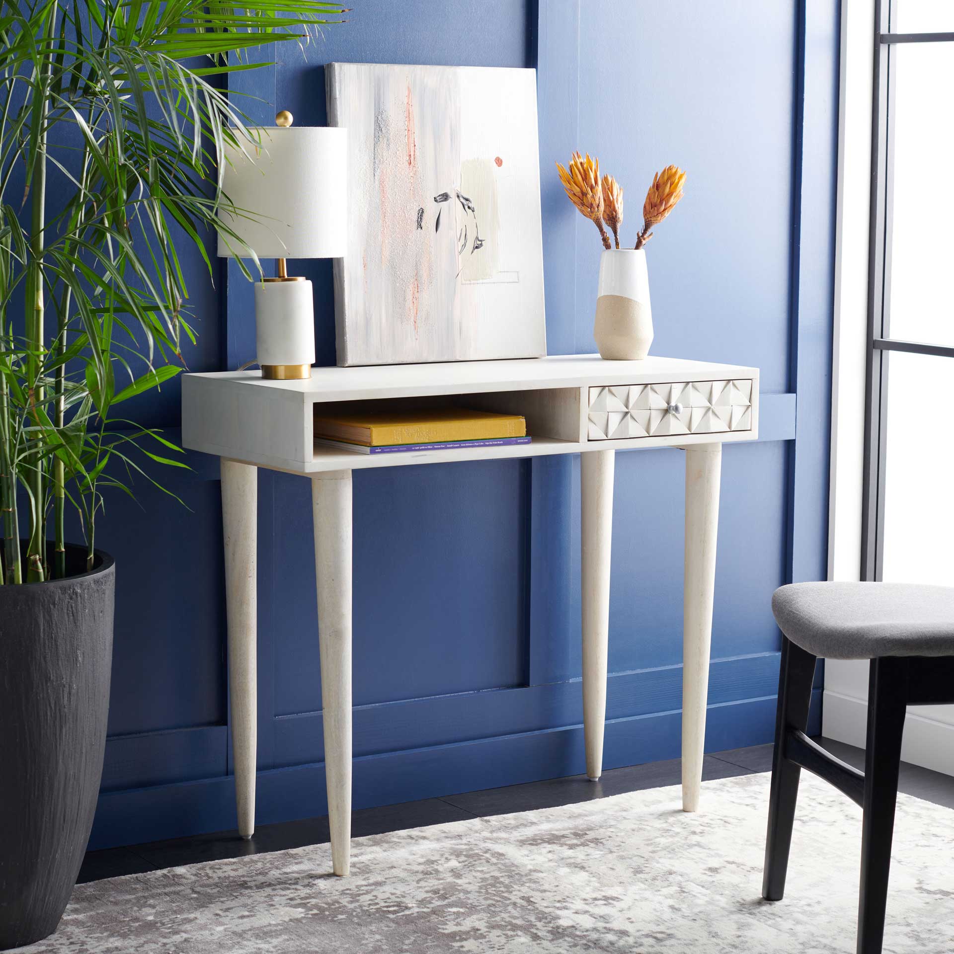 Zion Desk White Wash/Silver - Image 6