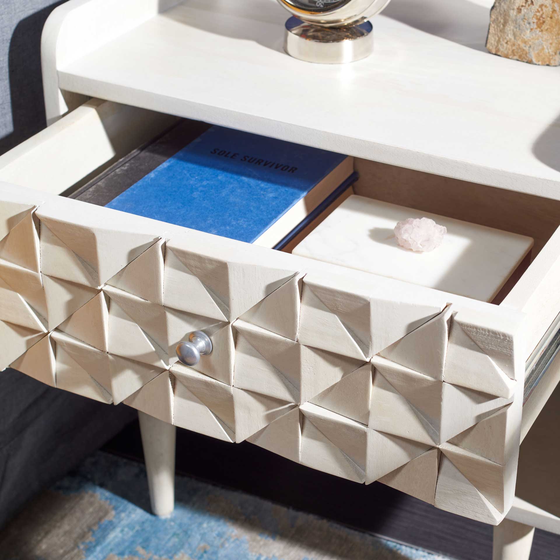 Zion Nightstand White Wash/Silver - Image 7