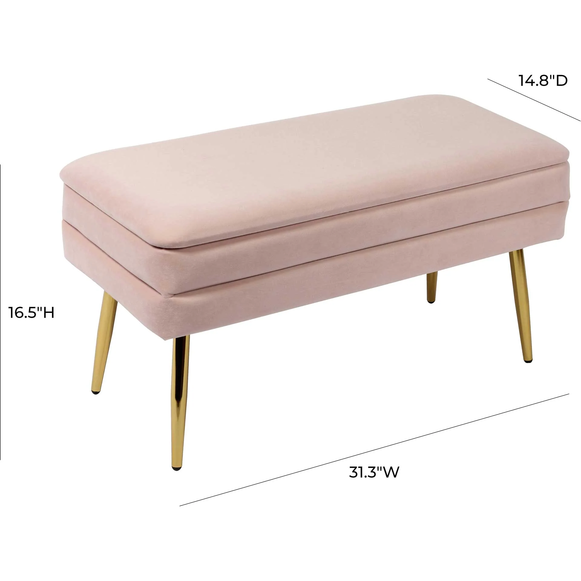 Zion Velvet Storage Bench Blush - Image 6