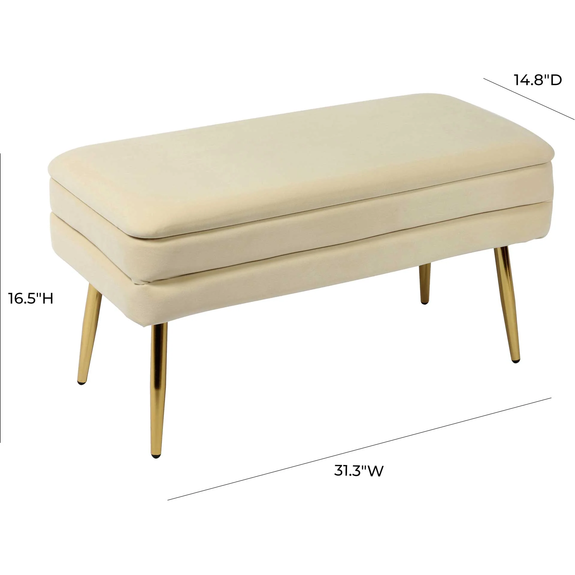 Zion Velvet Storage Bench Cream - Image 6