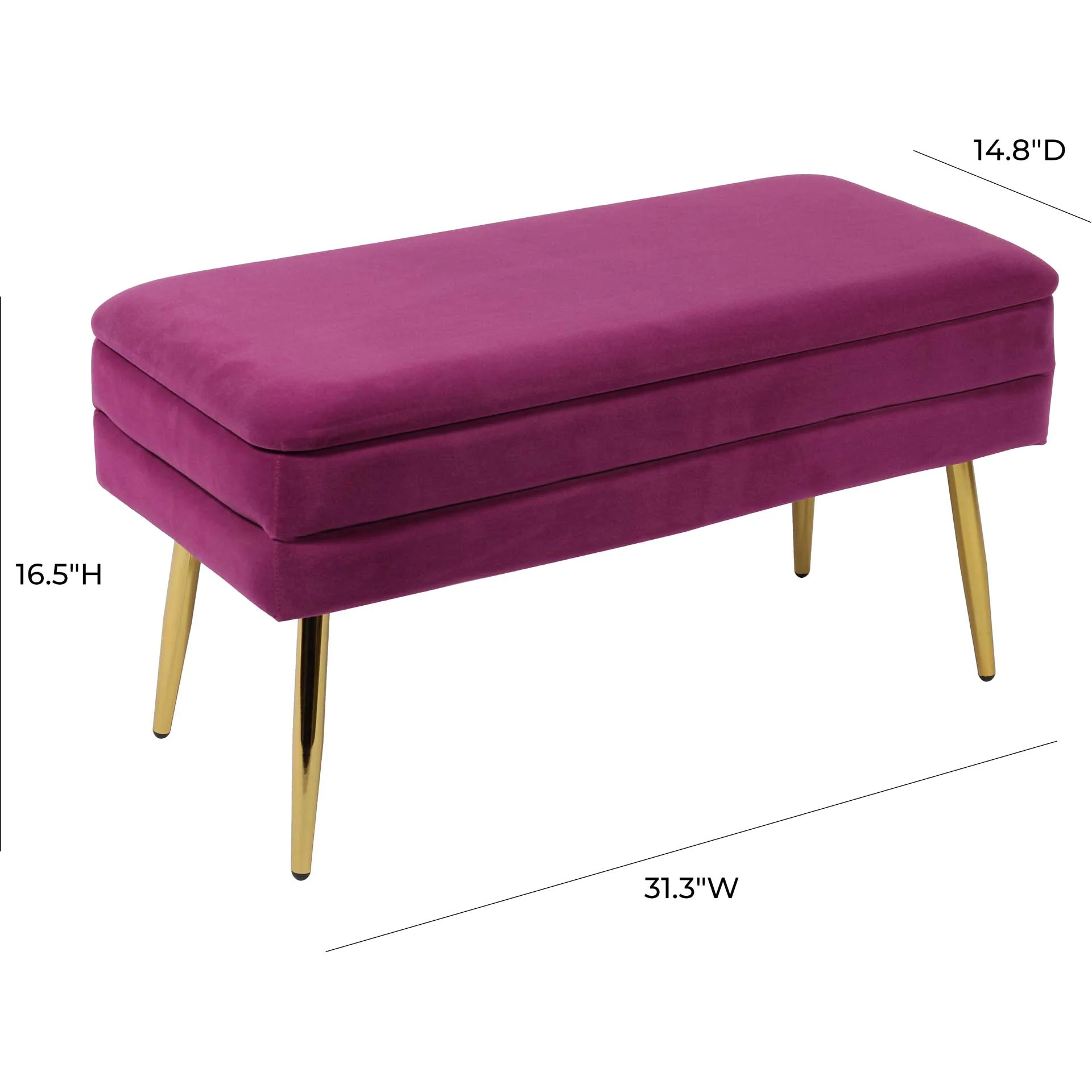 Zion Velvet Storage Bench Plum - Image 6