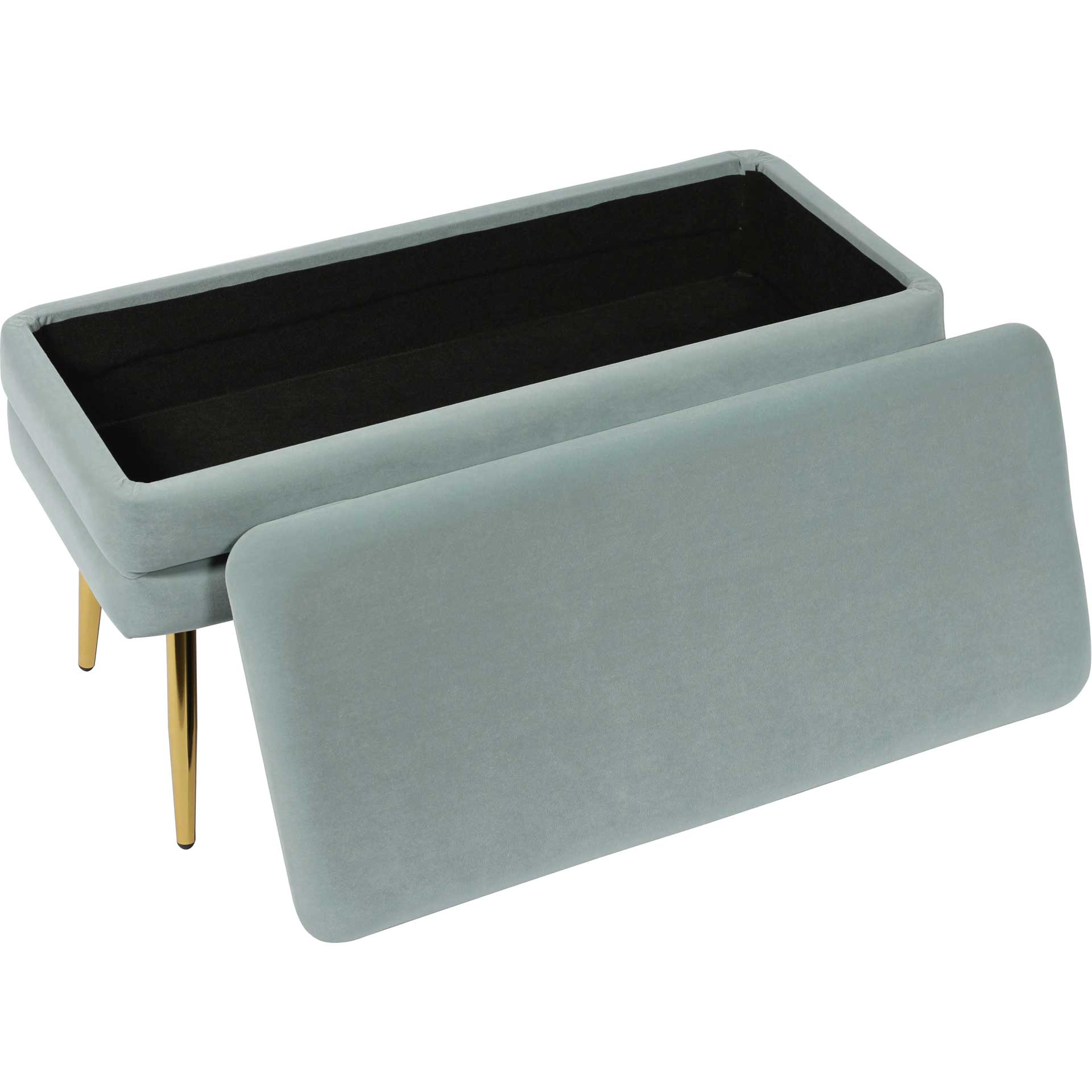 Zion Velvet Storage Bench Sea Blue - Image 4