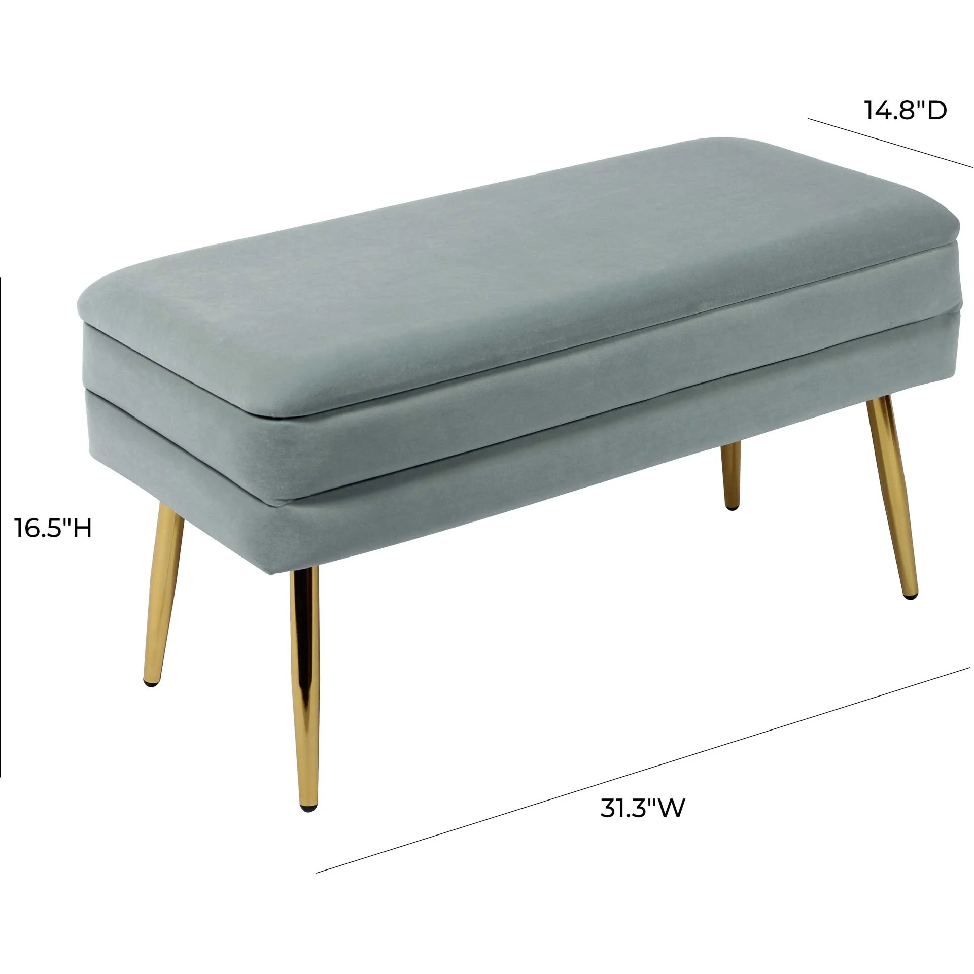 Zion Velvet Storage Bench Sea Blue - Image 6