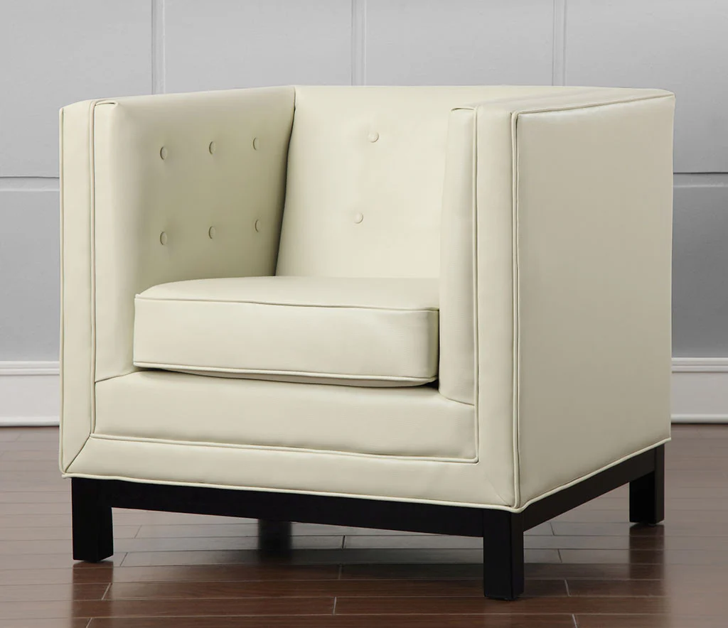 Ziv Cream Leather Chair - Image 5