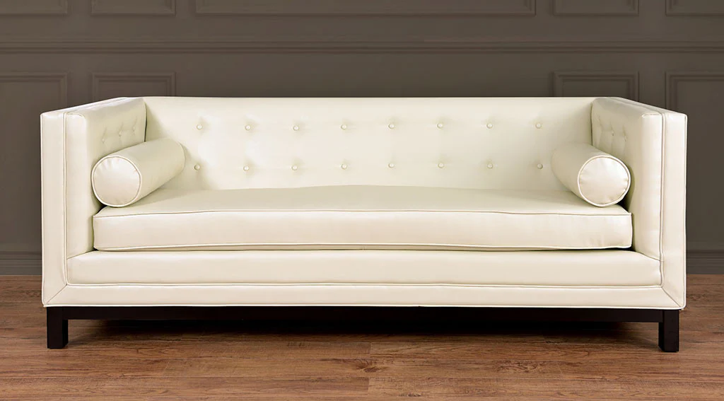 Ziv Cream Leather Sofa - Image 5