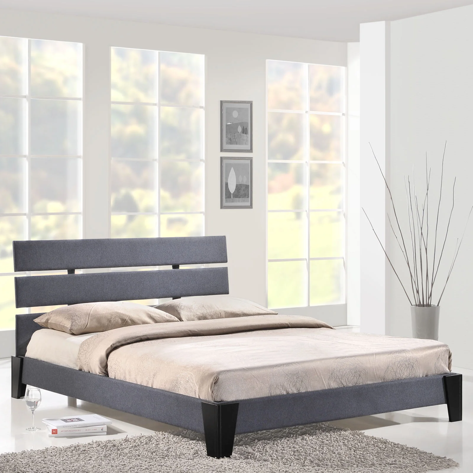 Zoar Queen Fabric Bed Gray - Image 3