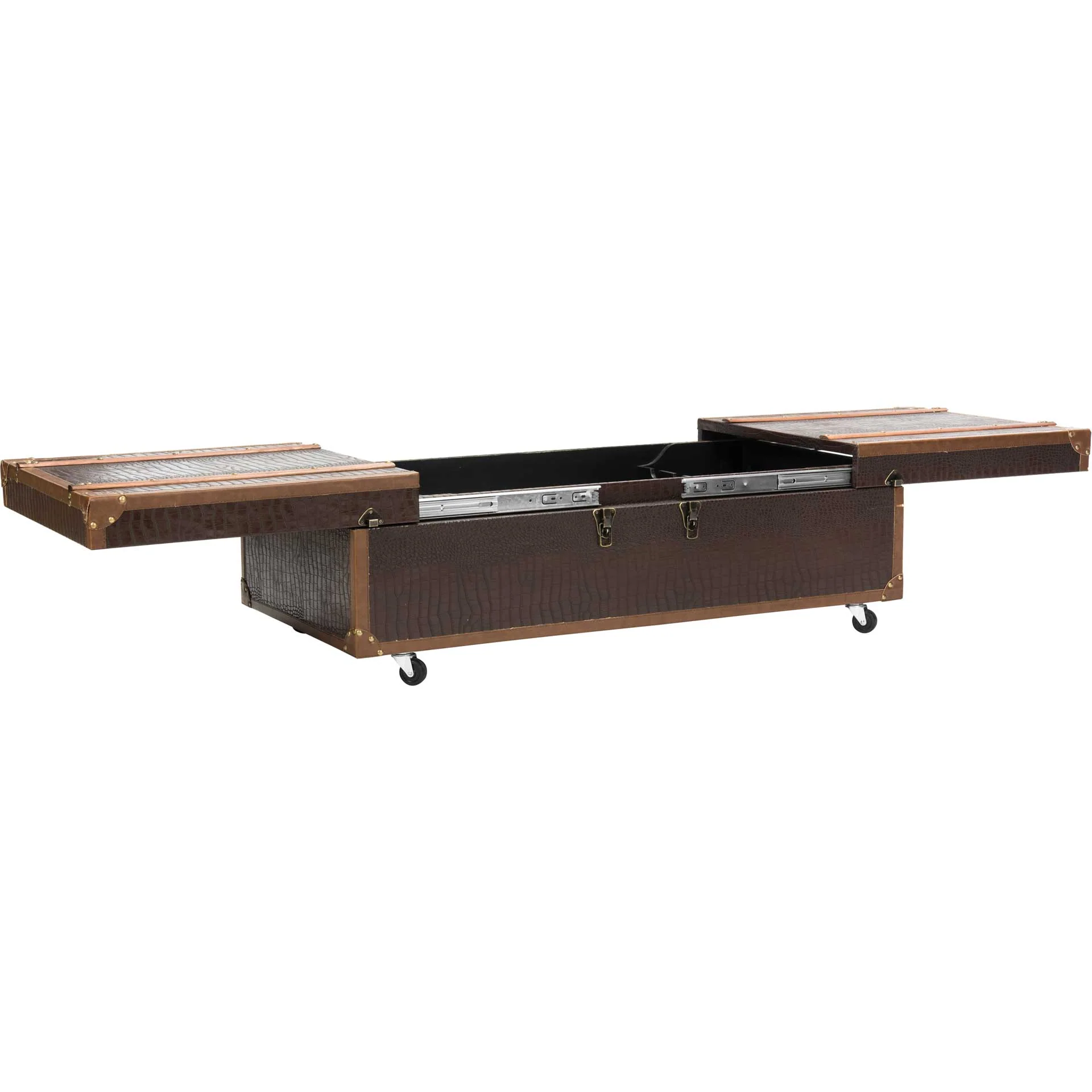 Zoey Coffee Table Storage Trunk With Wine Rack Brown - Image 3