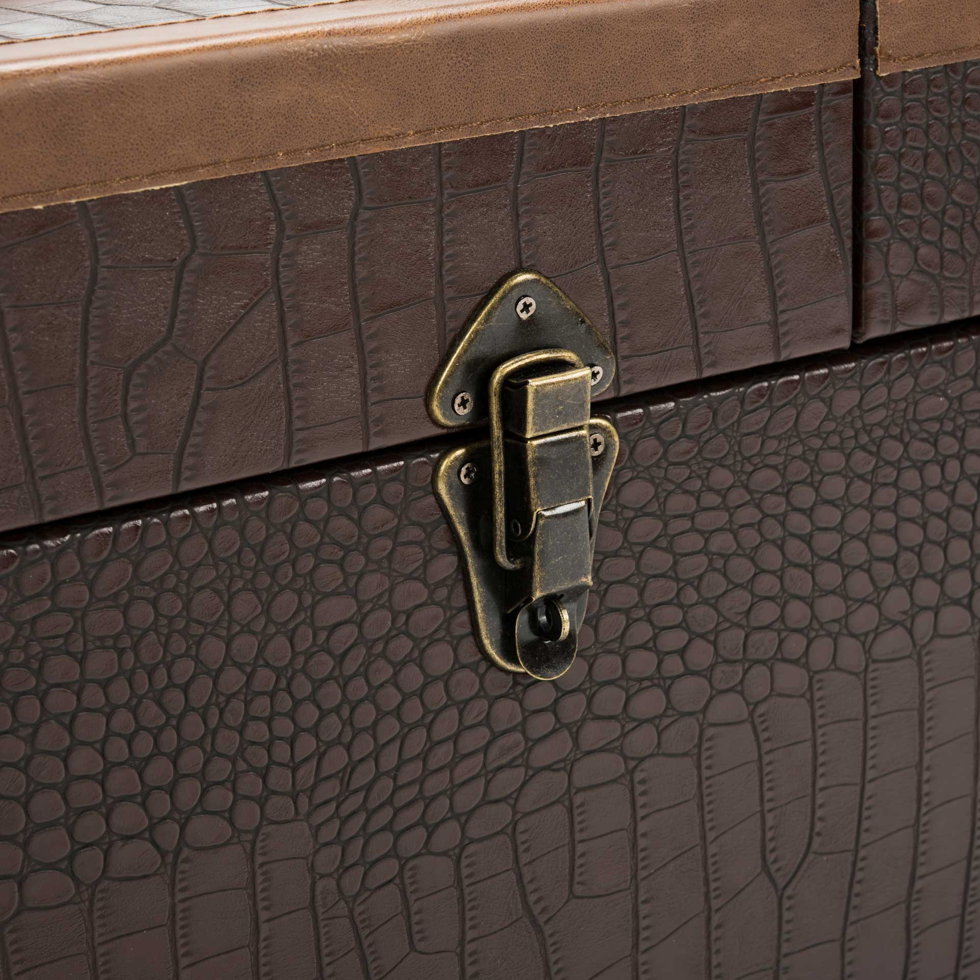 Zoey Coffee Table Storage Trunk With Wine Rack Brown - Image 7