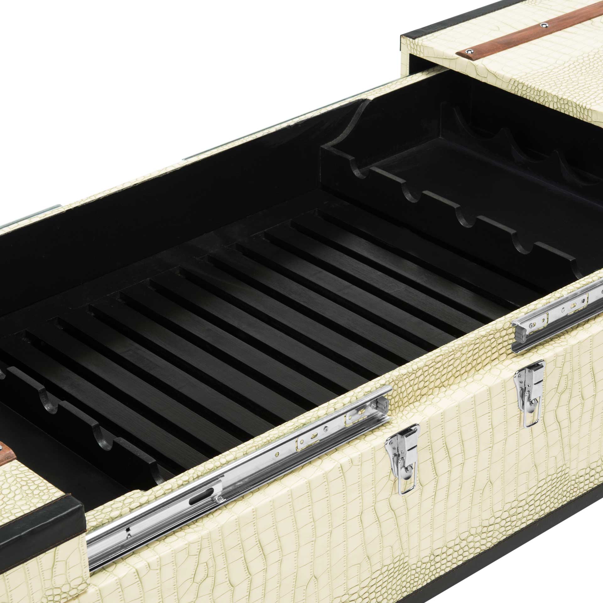 Zoey Coffee Table Storage Trunk With Wine Rack Cream - Image 4