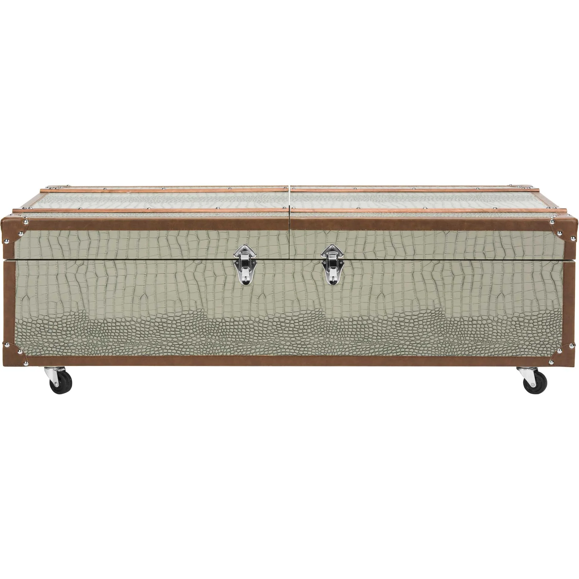 Zoey Coffee Table Storage Trunk With Wine Rack Gray - Image 2