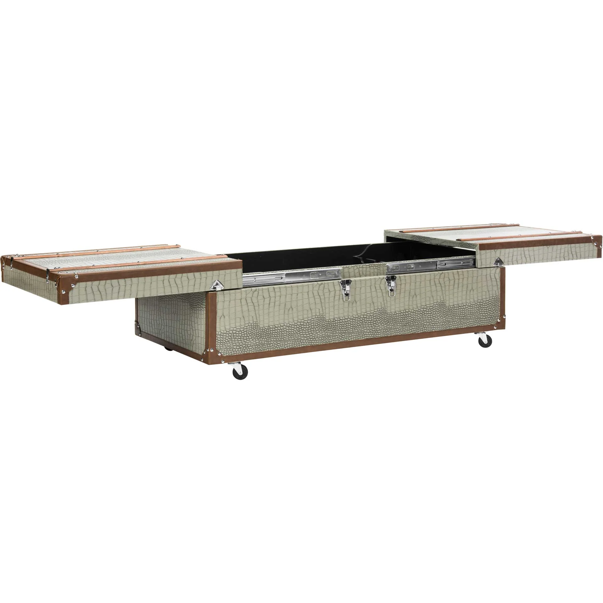 Zoey Coffee Table Storage Trunk With Wine Rack Gray - Image 3