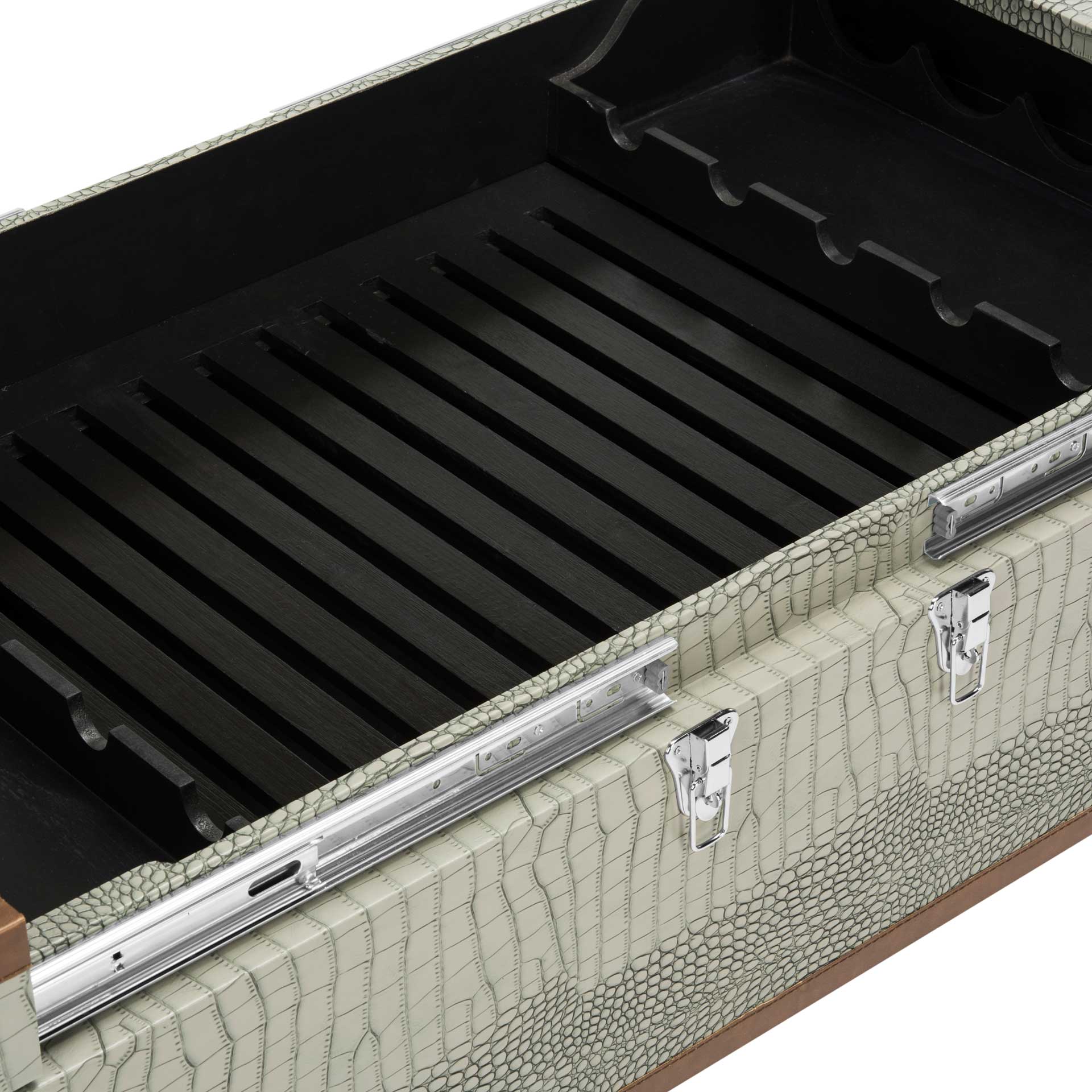 Zoey Coffee Table Storage Trunk With Wine Rack Gray - Image 4