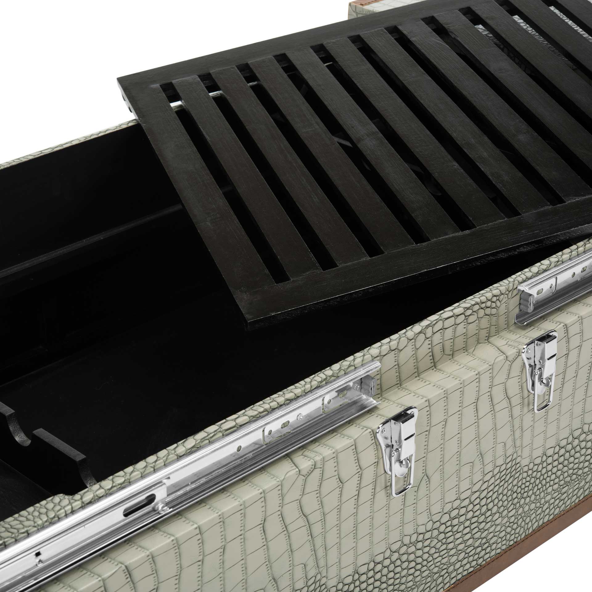 Zoey Coffee Table Storage Trunk With Wine Rack Gray - Image 5