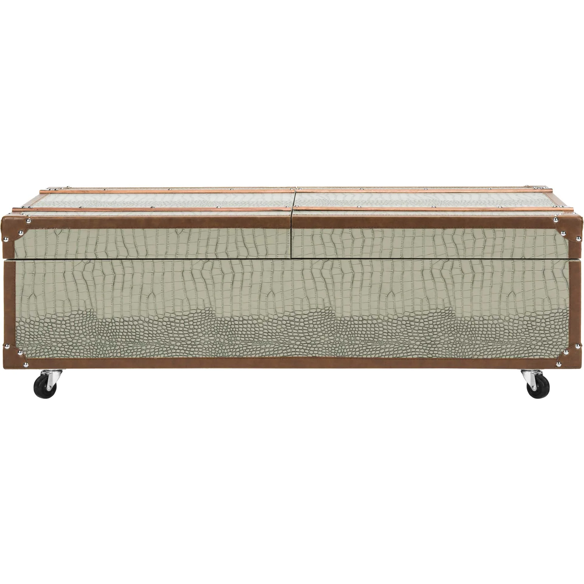 Zoey Coffee Table Storage Trunk With Wine Rack Gray - Image 7