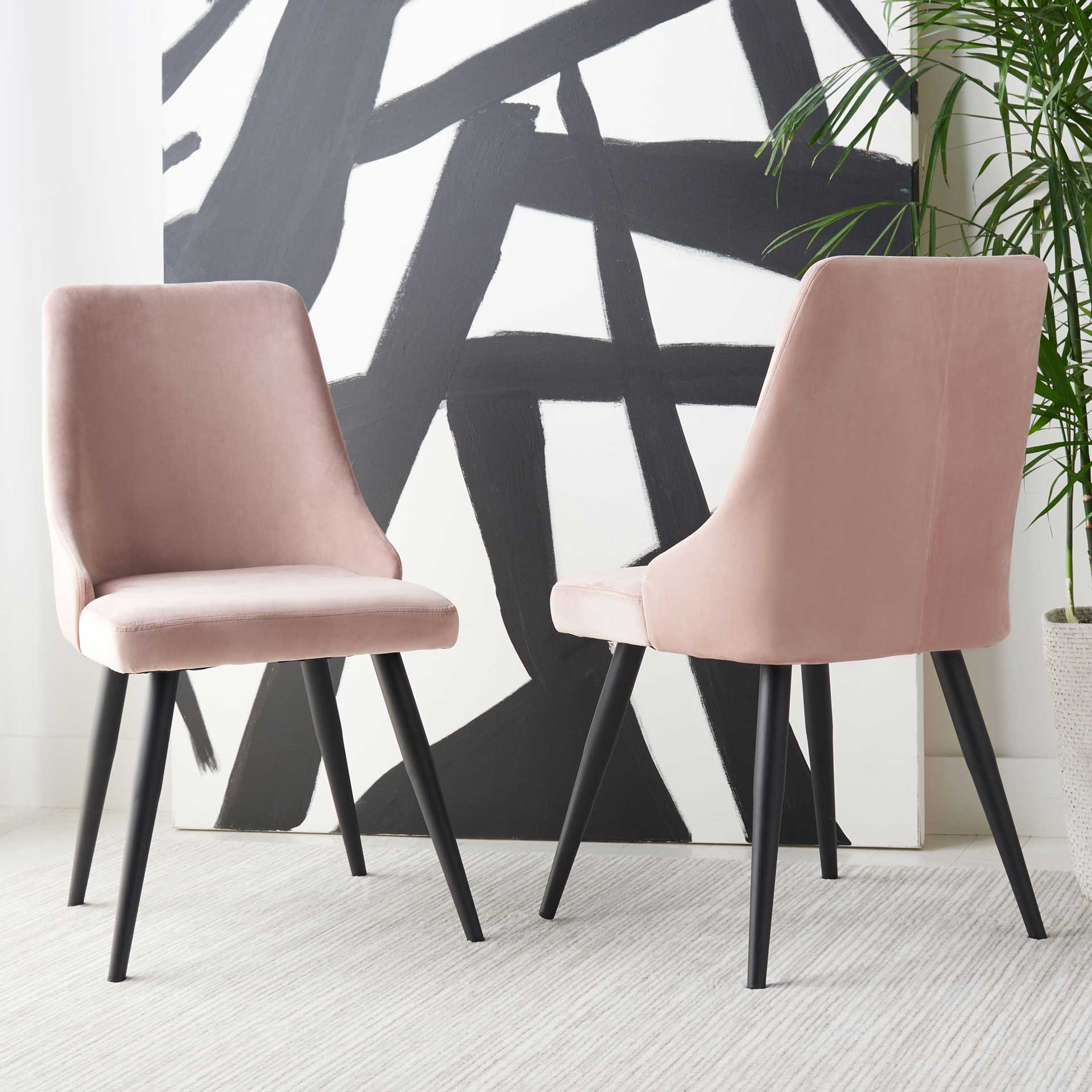 Zola Upholstered Dining Chair Dusty Blush/Black (Set of 2) - Image 5