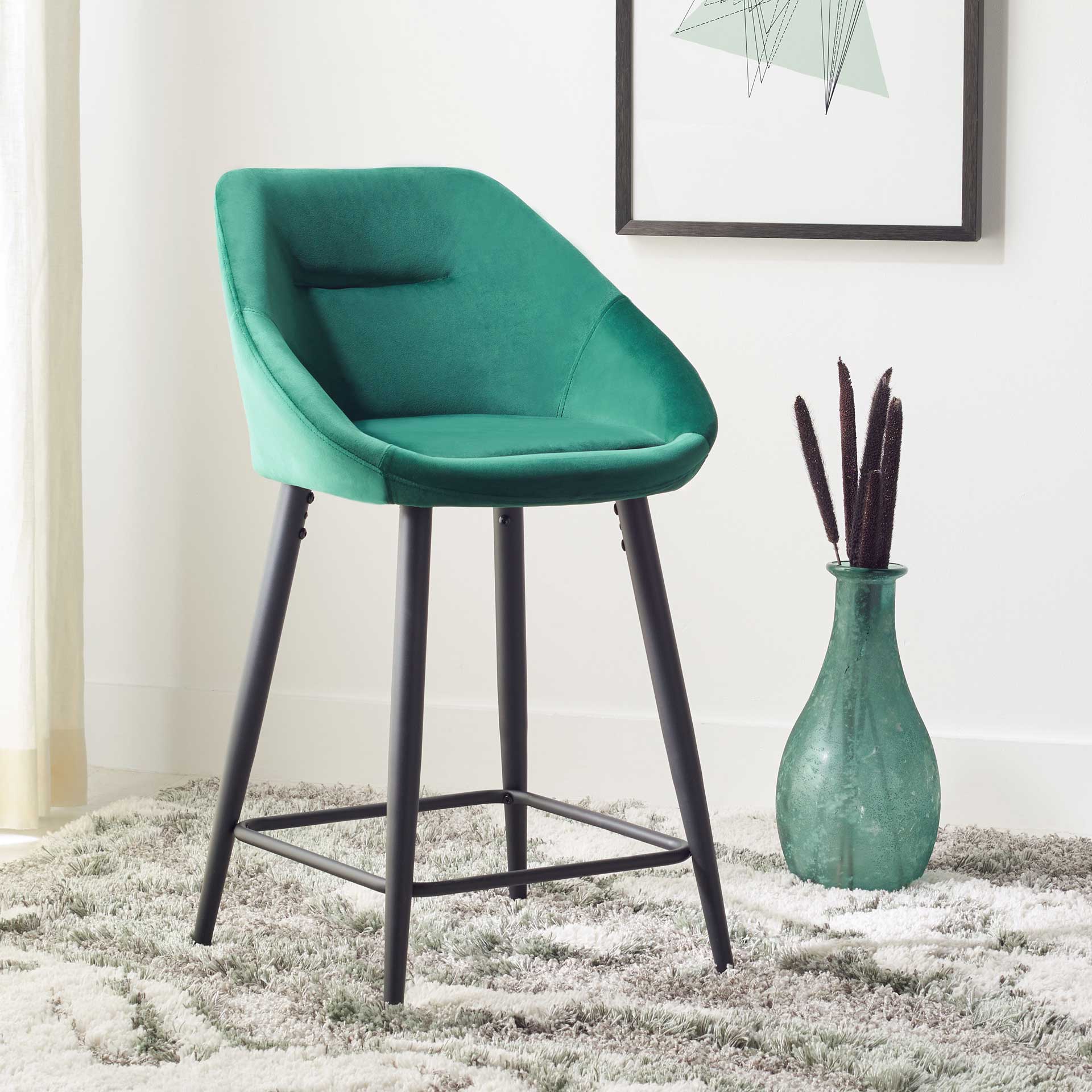 Zora Counter Stool Emerald/Black - Image 4