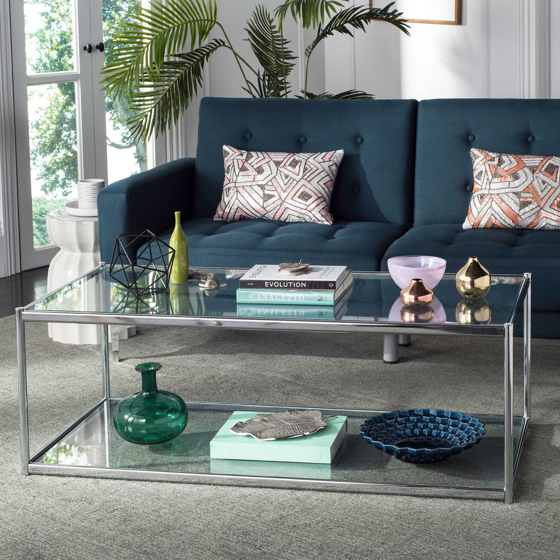 Zorn Glass Coffee Table Chrome - Image 5
