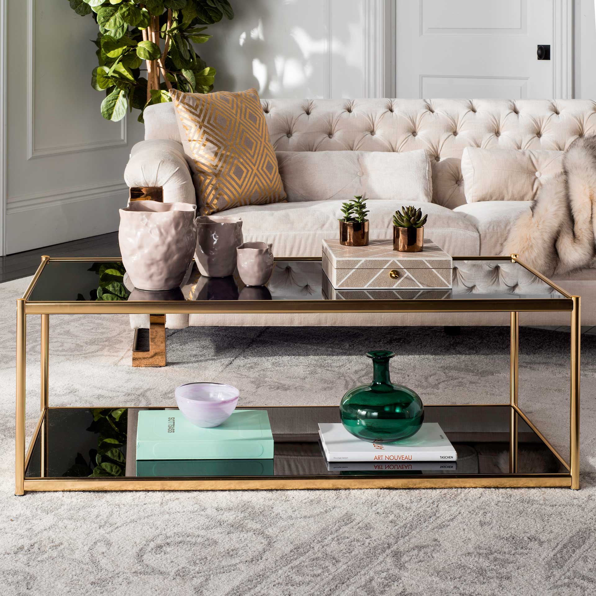 Zorn Glass Coffee Table Gold - Image 5