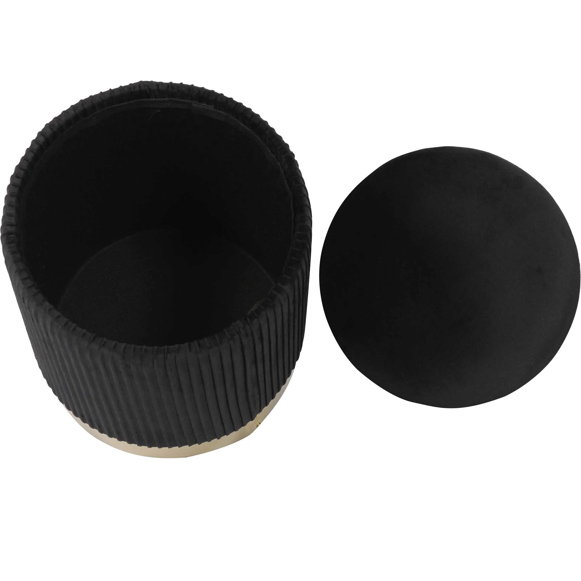Zorn Velvet Storage Ottoman Black - Image 3