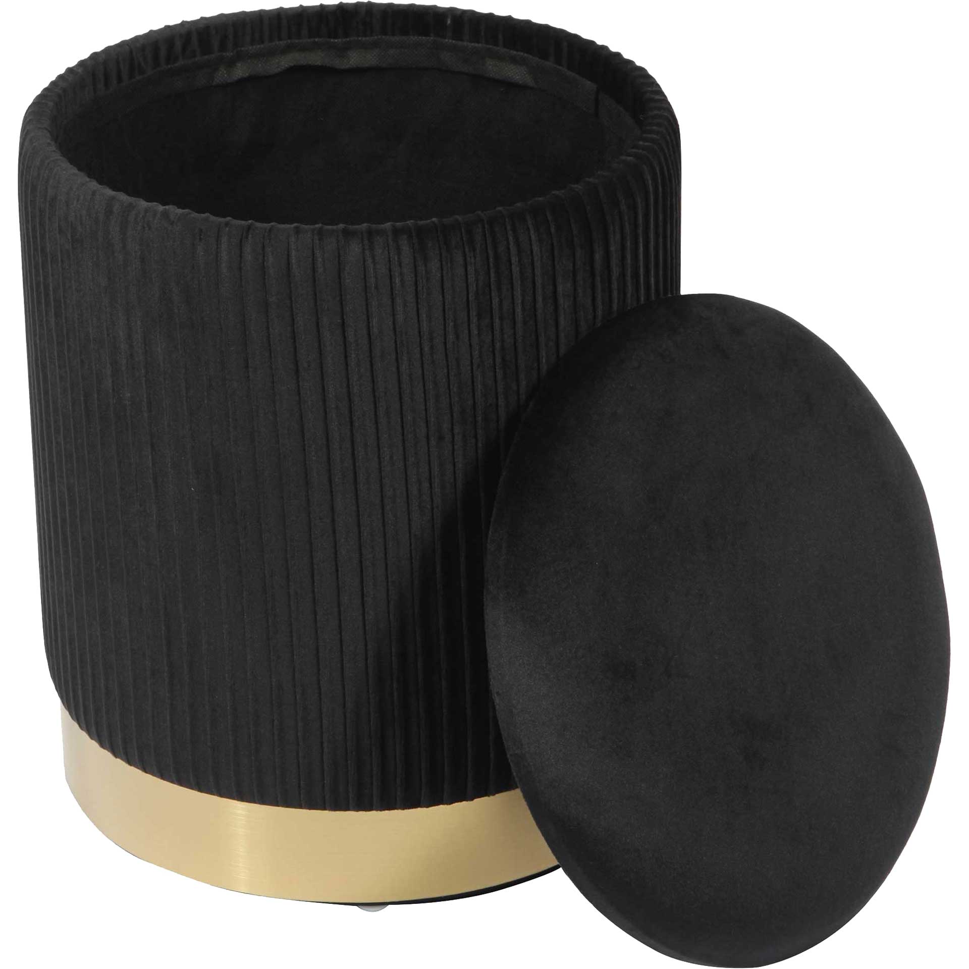 Zorn Velvet Storage Ottoman Black - Image 4