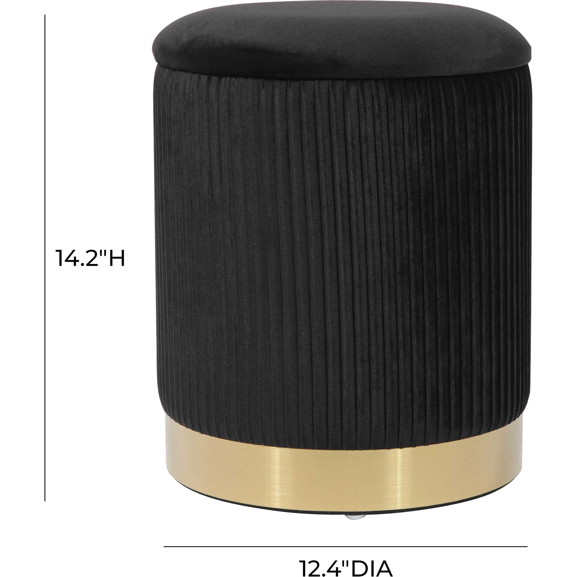 Zorn Velvet Storage Ottoman Black - Image 7