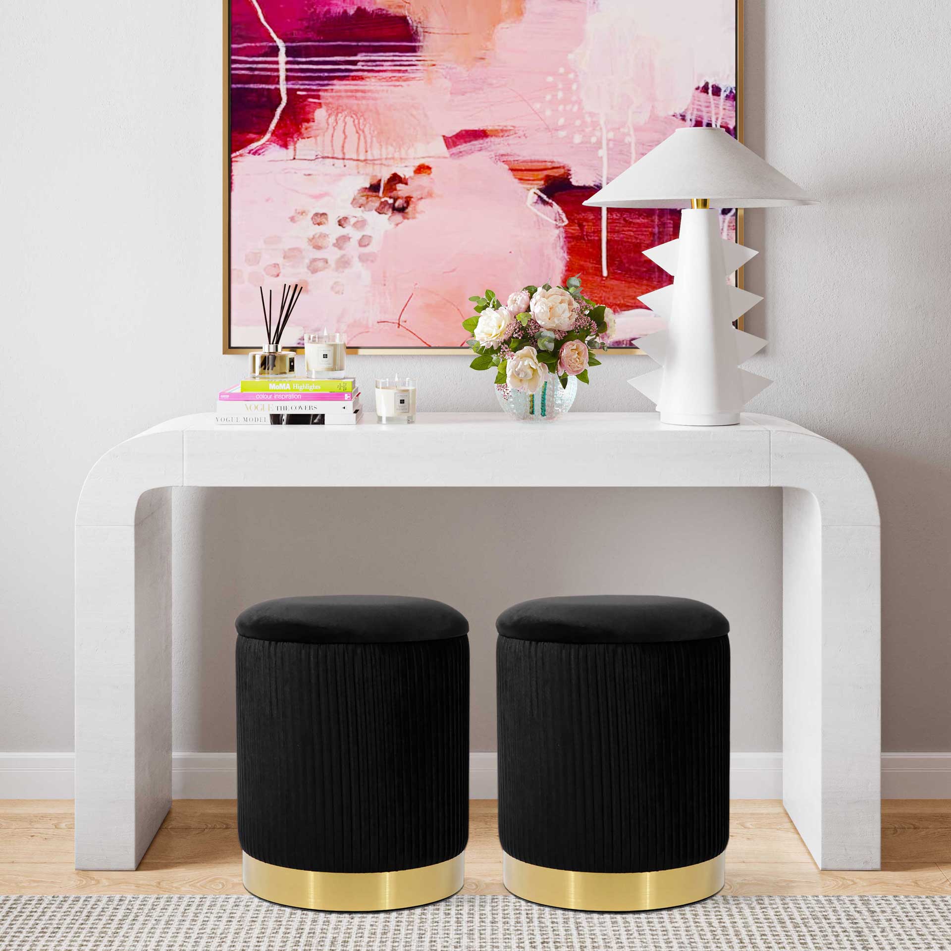 Zorn Velvet Storage Ottoman Black - Image 8