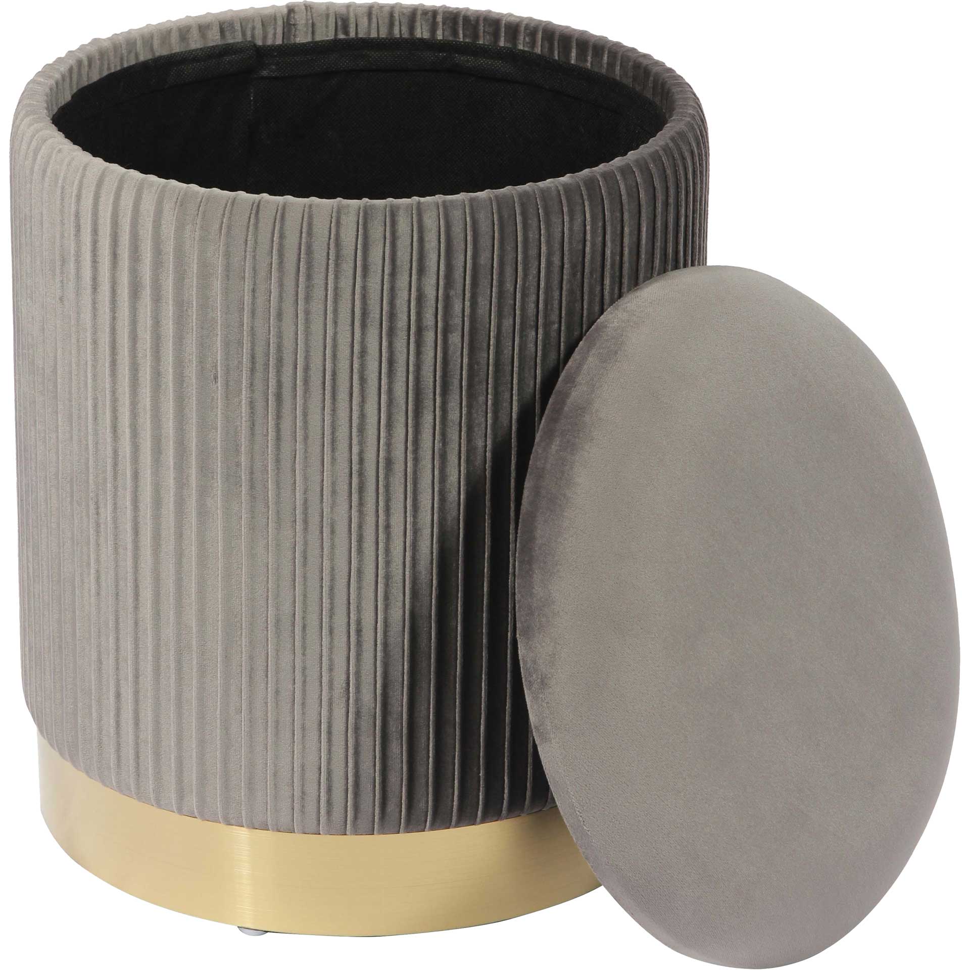 Zorn Velvet Storage Ottoman Gray - Image 3